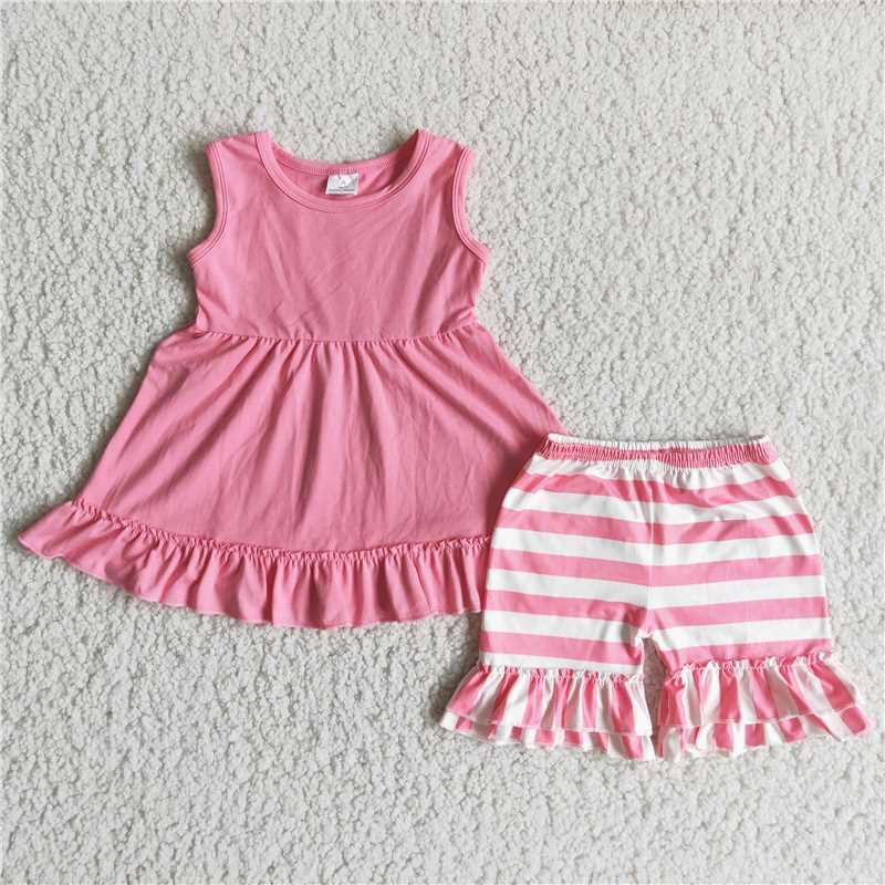 summer girls outfits cotton tops stripe shorts kids clothes