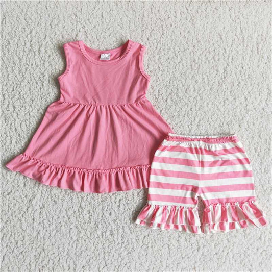 summer girls outfits cotton tops stripe shorts kids clothes