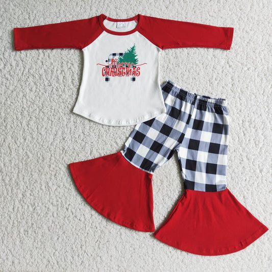 christmas tree sets t-shirt & bell kids clothing girls outfits