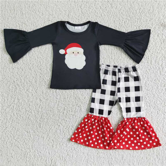 christmas santa sets t-shirt & bell kids clothing girls outfits