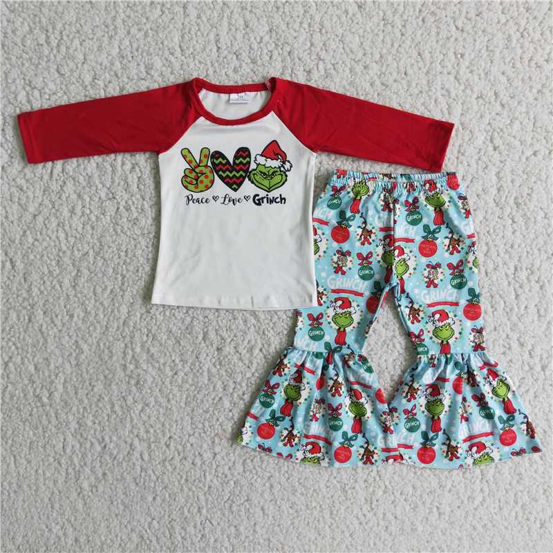 christmas clothes t-shirt & pants grinch kids clothing girls outfits