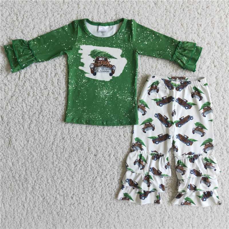 christmas tree sets t-shirt & bell kids clothing girls outfits