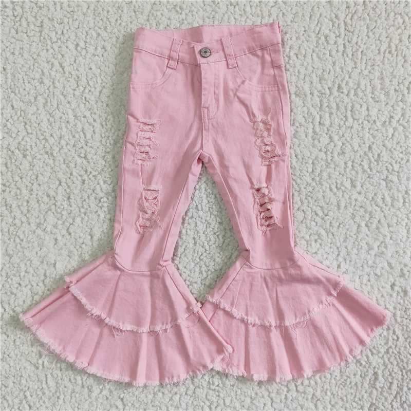 pink girls bells jeans kids long pants