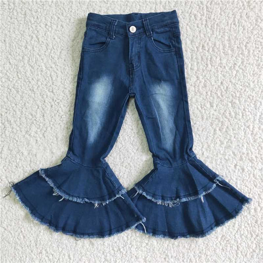 girls denim bells blue washed jeans kids pants