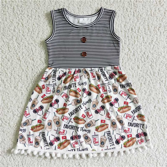 hamburger drink girls dress summer kids skirts