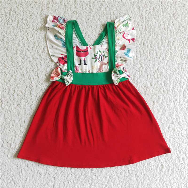 GSD0142 Christmas gift car red flying sleeve dress