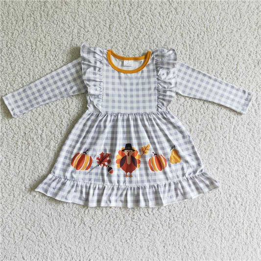 turkey thanksgiving girls long sleeve dress fall kids skirt