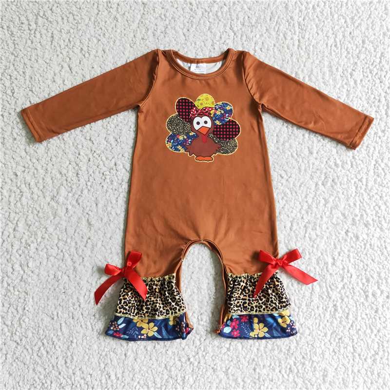 turkey thanksgiving long sleeve girls baby rompers