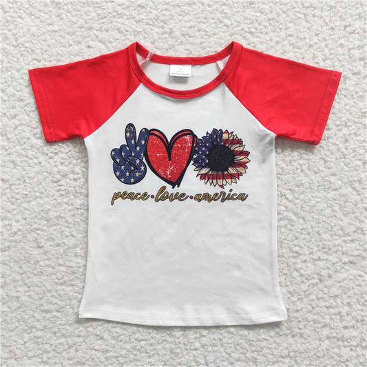 july 4th girl t-shirt short sleeve top kids clothes