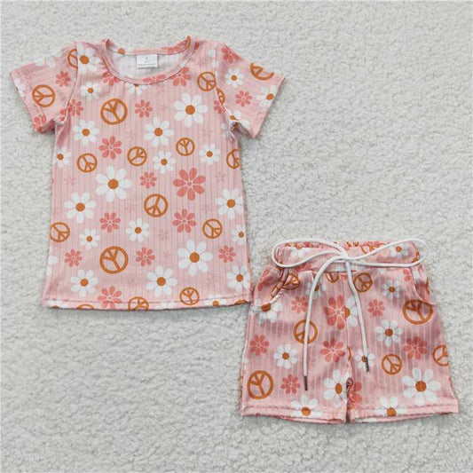 summer girls outfits floral shorts pajamas kids clothes