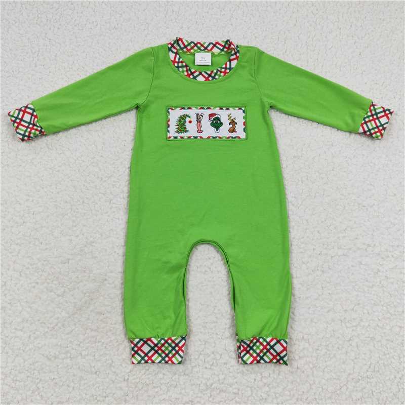 embroidery grinch Christmas boys rompers kids jumpsuits