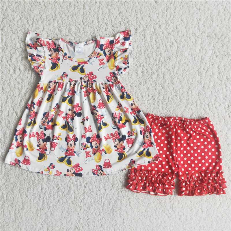 girls outfits cartoon mouse & shorts sets summer kids clothes 的副本