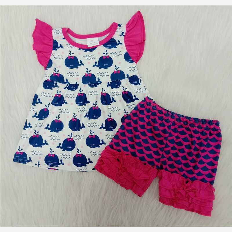 summer girls outfits whale tops shorts kids clothes