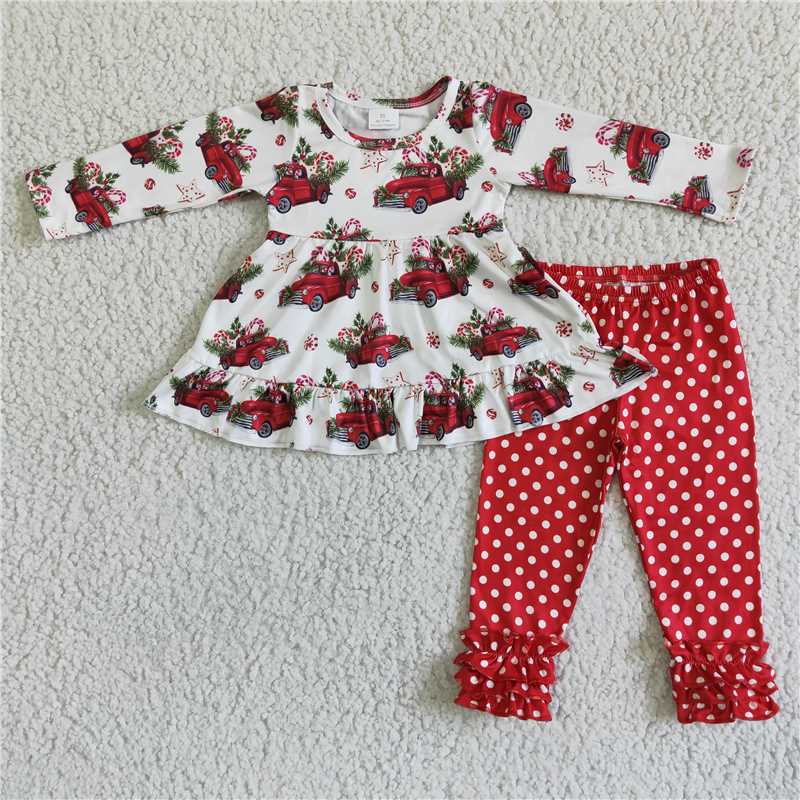 merry Christmas tree girls outfits shirt & pants fall winter sets