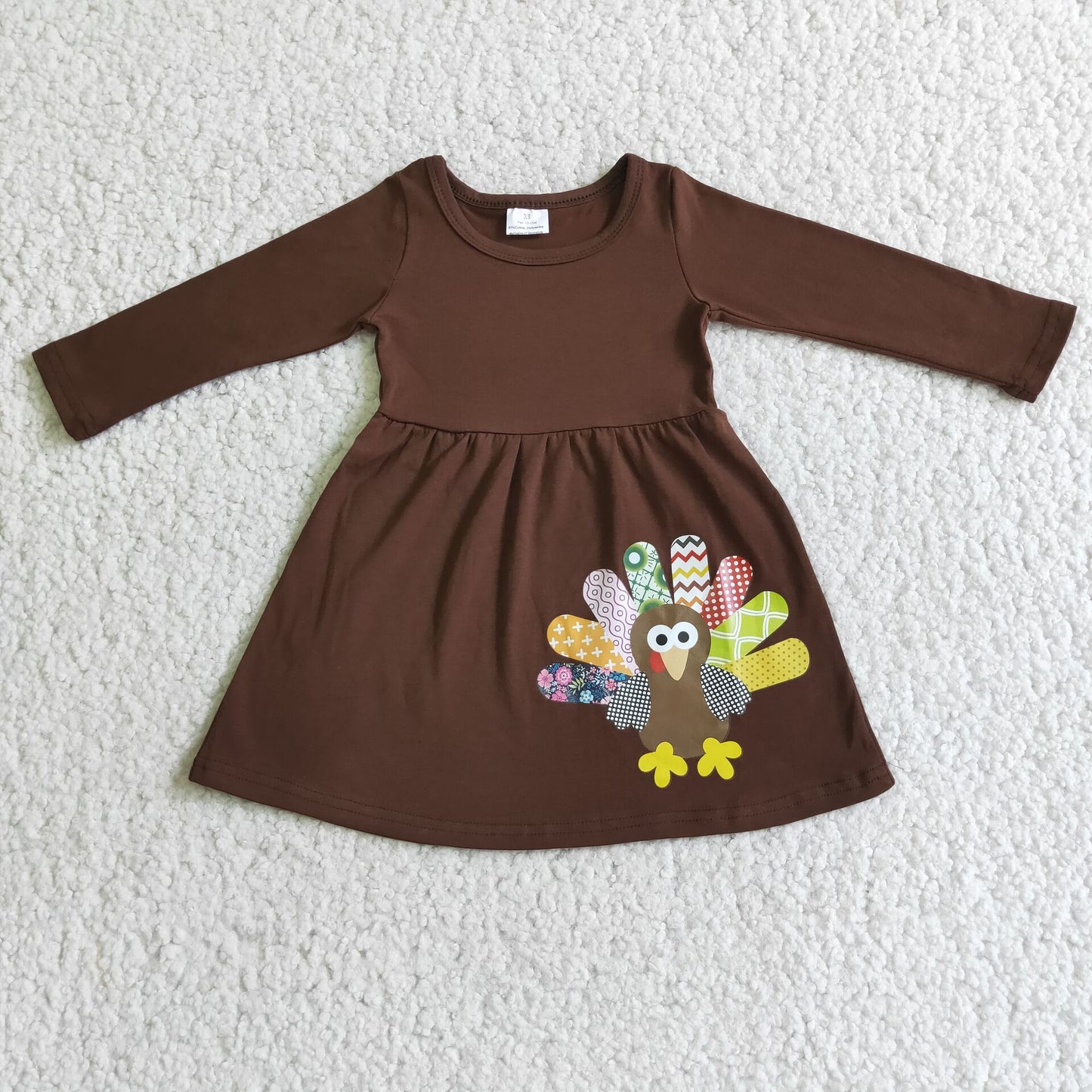 turkey thanksgiving girls long sleeve dress fall kids skirt