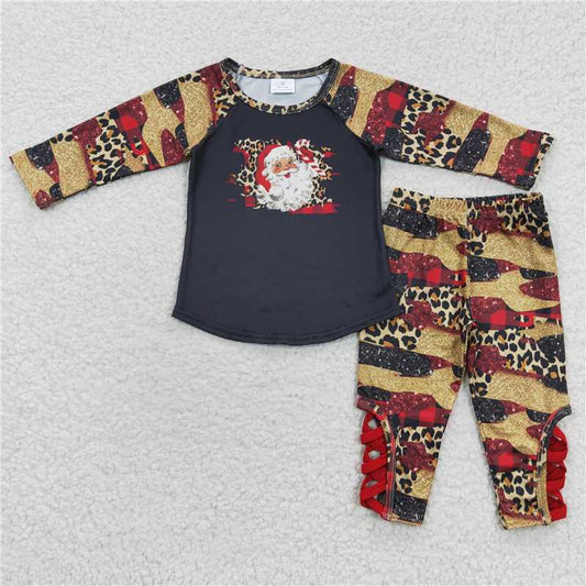 christmas santa sets t-shirt & bell kids clothing girls outfits