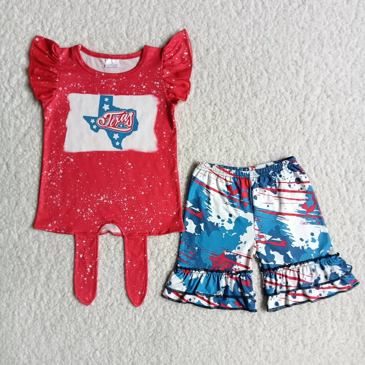 July 4th girls shorts sets summer kids clothes