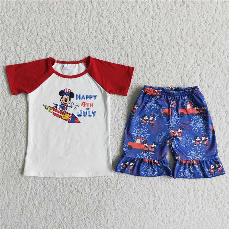 cartoon july 4th boys shorts sets summer kids clothes