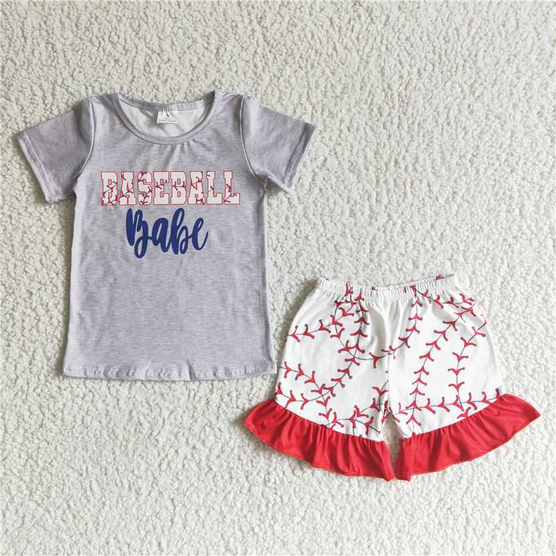 summer girls outfits baseball babe tops & shorts kids clothes