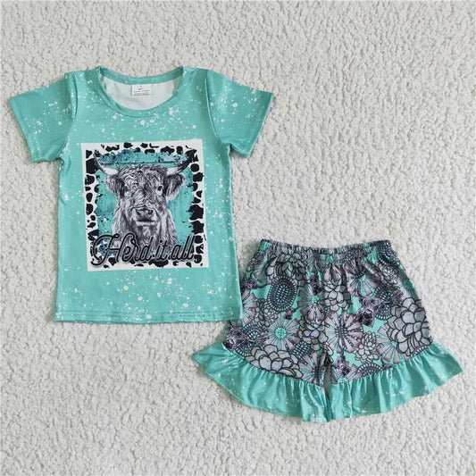 summer girls outfits cow heid it all tops & shorts kids clothes