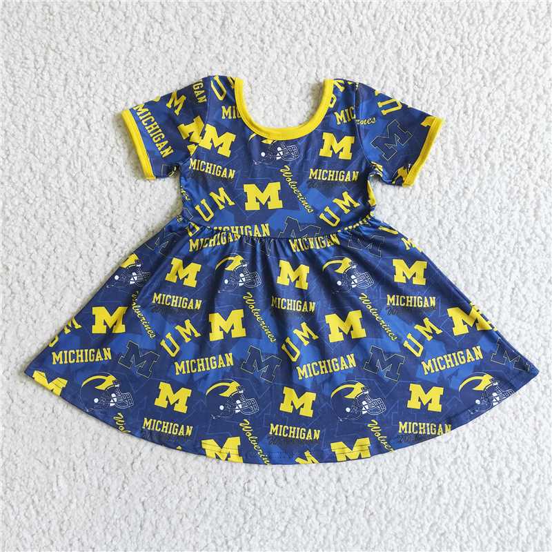 michigan team girls dress summer kids skirts