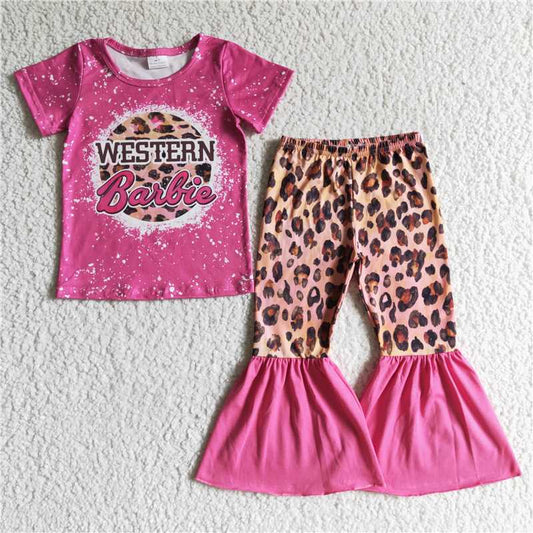 short sleeve shirt bell western barbie girls sets kids clothes