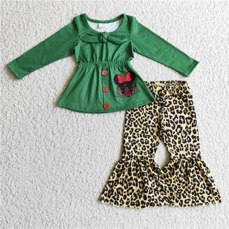 christmas cartoon mouse sets t-shirt & bell kids clothing girls outfits