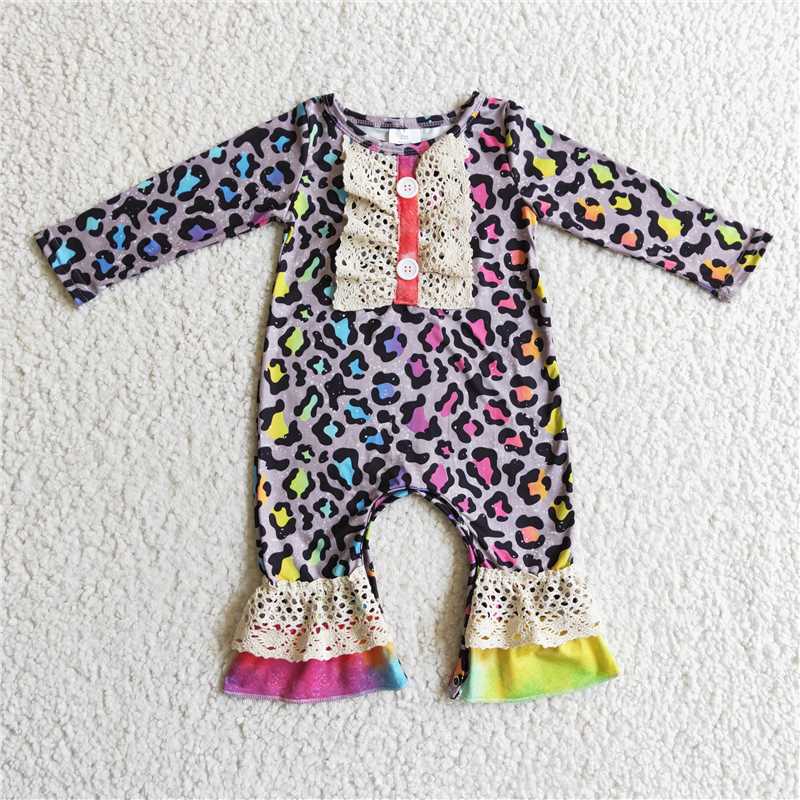 leopard baby jumpsuits girls baby rompers