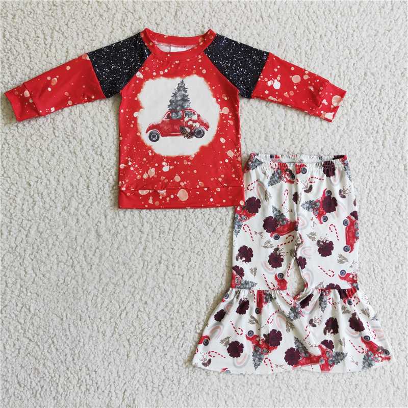 christmas tree sets t-shirt & bell kids clothing girls outfits