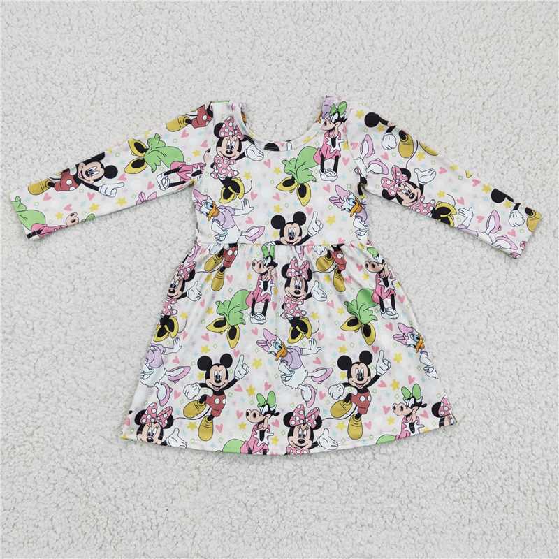 GLD0158 Girls Disney Mickey long sleeve dress