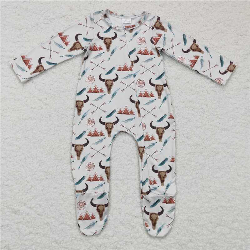 west cow Zip Sleeper romper with feet kids jumpsuit