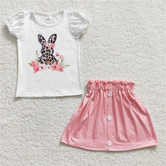 bunny shirt & half dress girls outfits easter skirt suits kids clothes