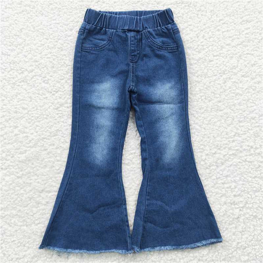 girls denim bells blue washed jeans kids pants