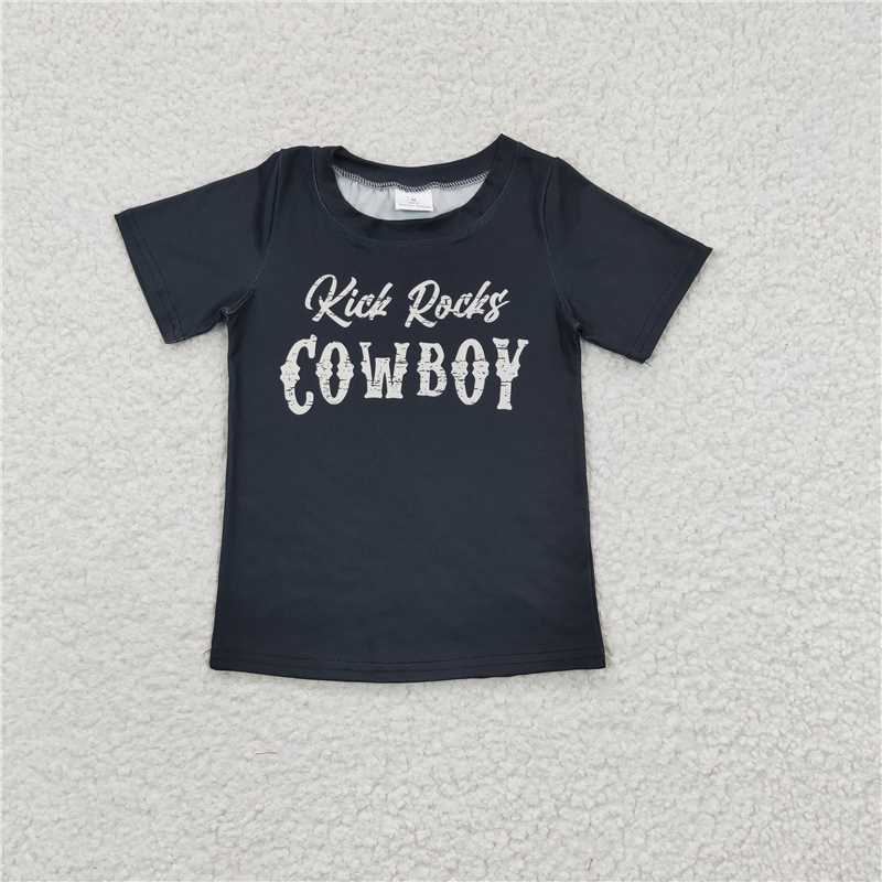 cowboy short sleeve t-shirt black kids tops