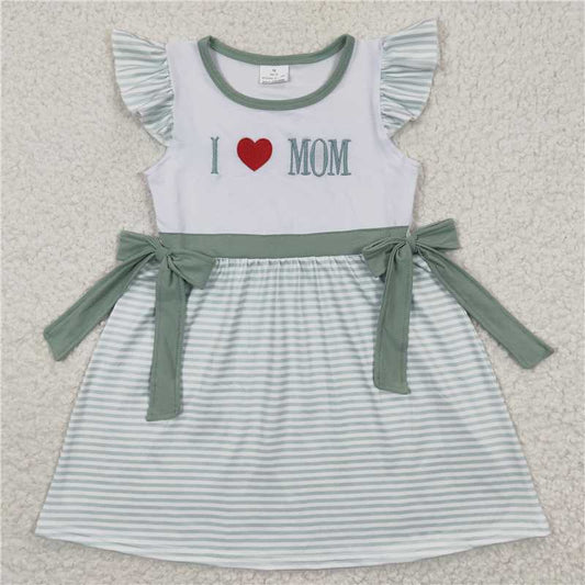 embroidery i love mom girls dress summer kids skirts