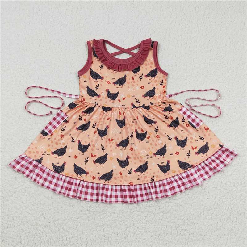 chicken girls dress summer kids skirts with pockets