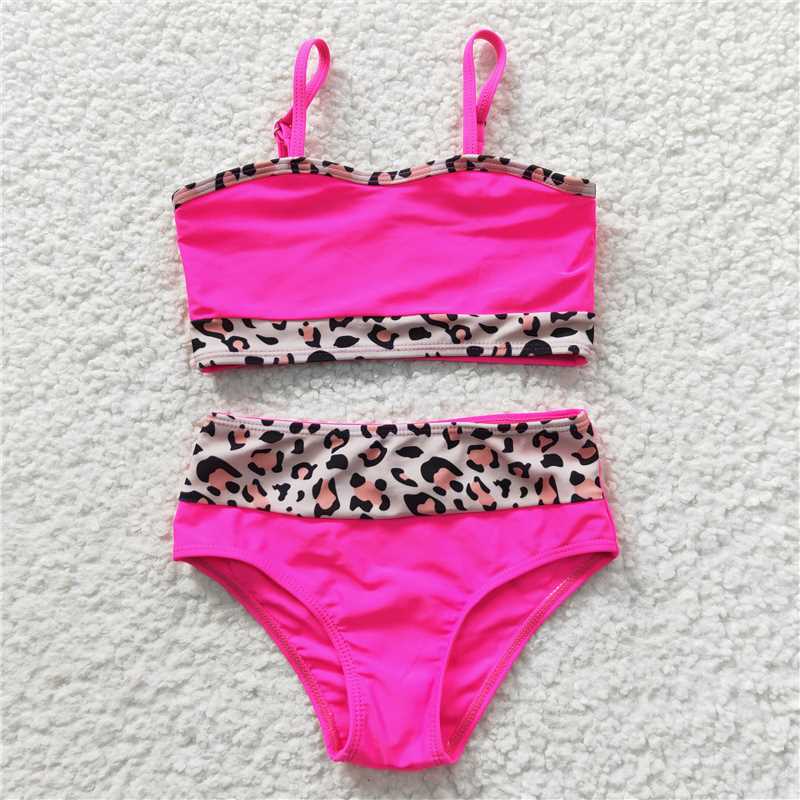 S0138 Rose leopard print swimsuit set