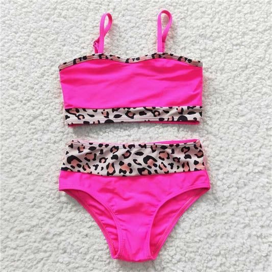 S0138 Rose leopard print swimsuit set