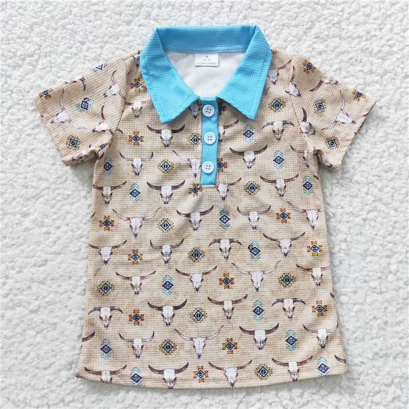 west cow short sleeve shirt boys summer polo tops