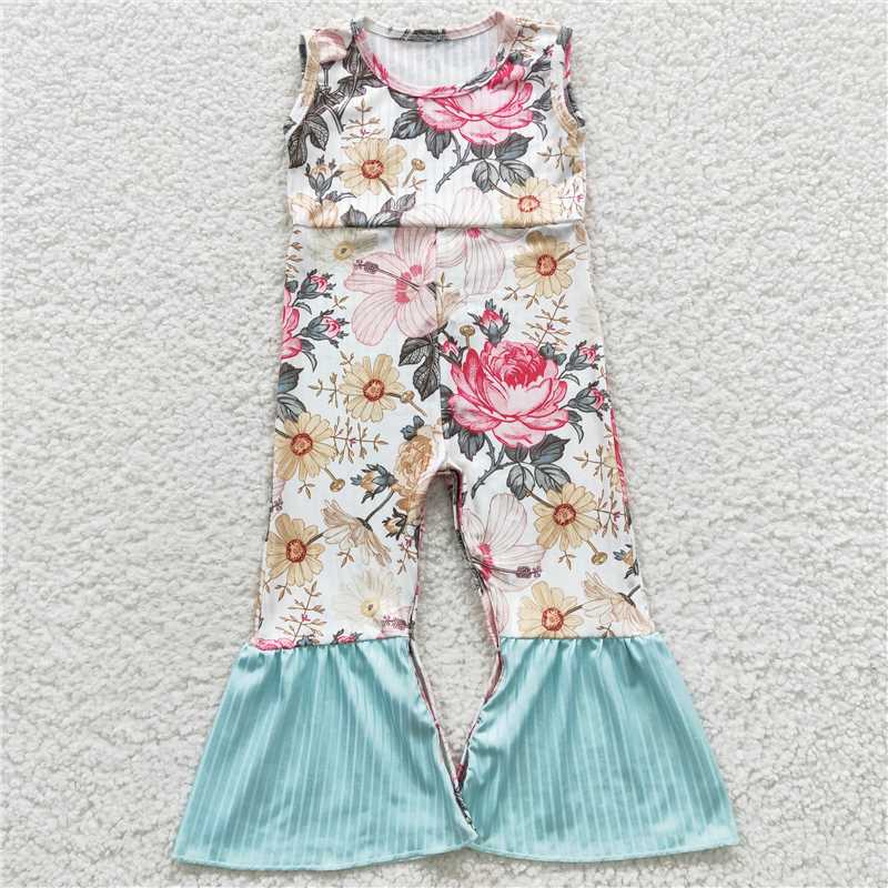 floral girls jumpsuits kids romper children's clothes