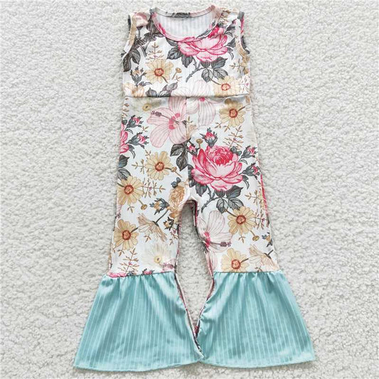 floral girls jumpsuits kids romper children's clothes