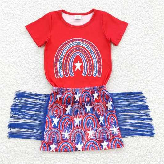 rainbow july 4th girls sets dress suits kids clothes