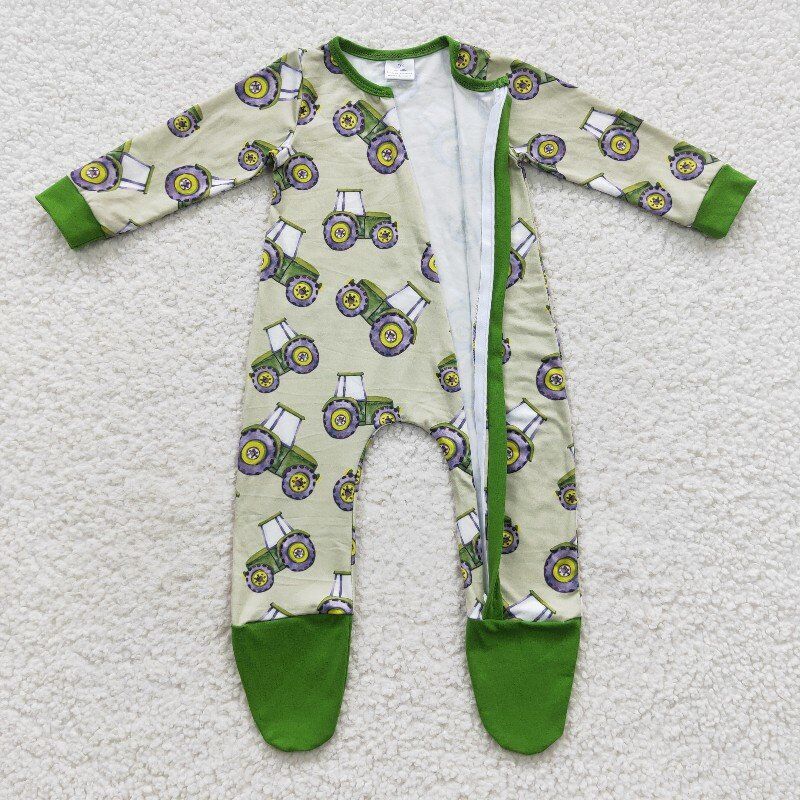 truck Zip Sleeper romper with feet jumpsuit baby clothes