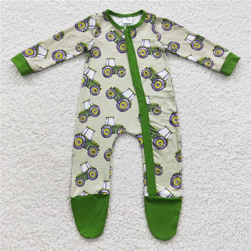 truck Zip Sleeper romper with feet jumpsuit baby clothes