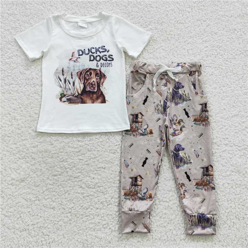 boys outfits ducks dogs shirt & pants 2 pieces sets kids clothes