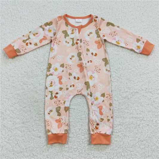 zipper romper floral jumpsuit flower baby clothes