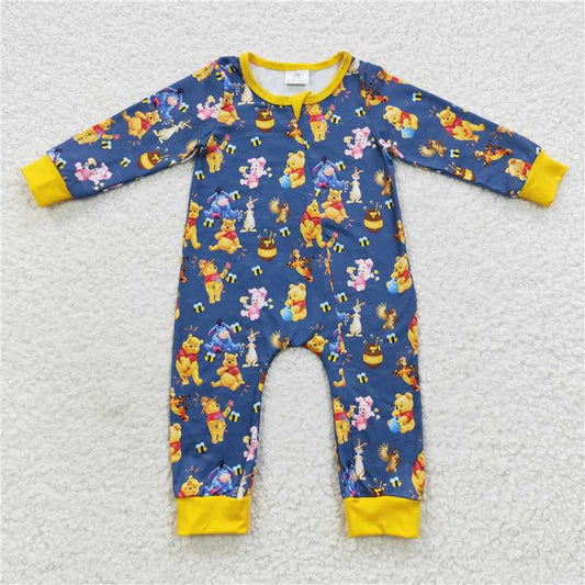 zipper romper cartoon bear jumpsuit baby clothes