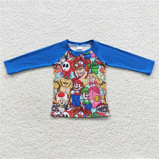 Mario shirt boys long sleeve top kids clothes