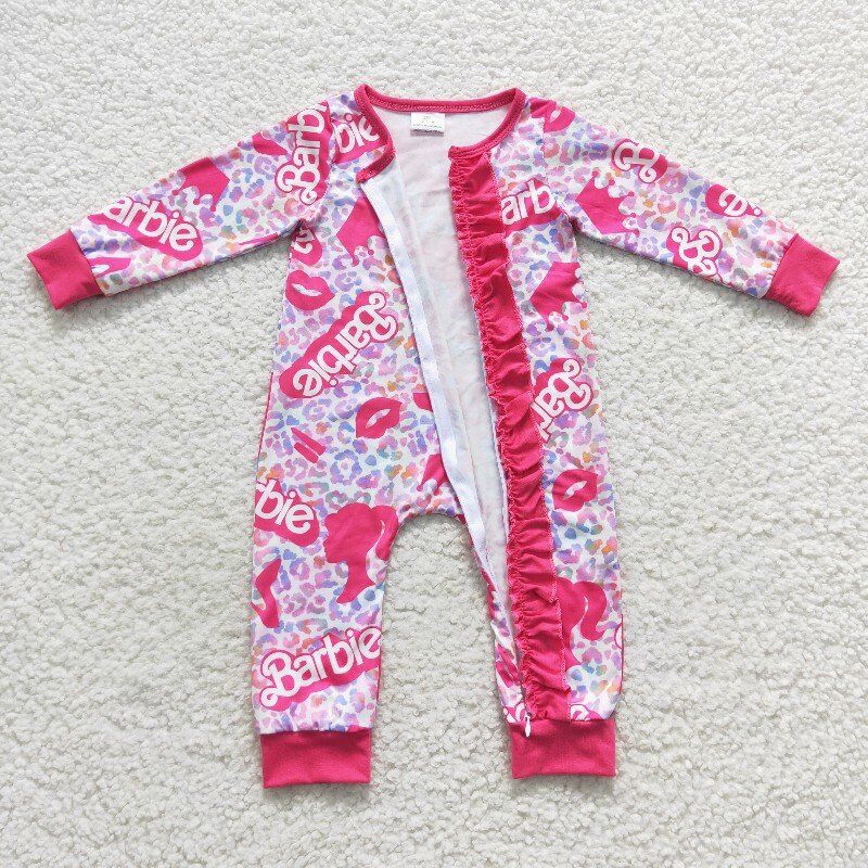 barbie zipper romper girls jumpsuit baby clothes