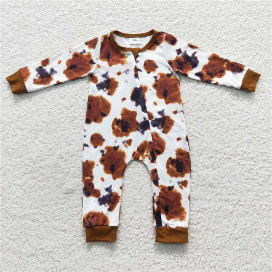 zipper romper brown cow jumpsuit baby clothes